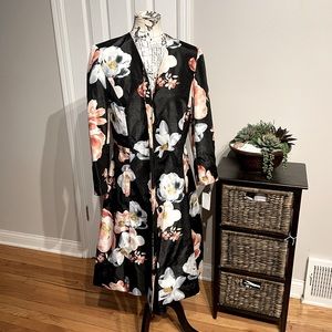 Floral Print Vintage Button Flare Overlay Oversized cover light weight fall Work